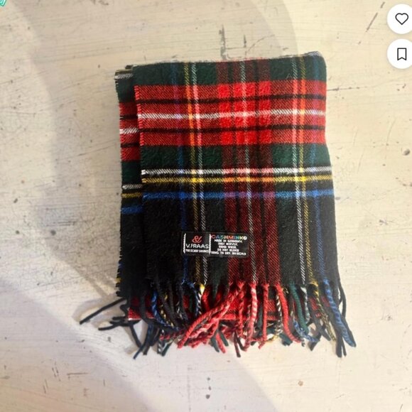Vtg V.FRAAS German Made Dark Academia Plaid Cashmink Scarf - $30 - Picture 1 of 3